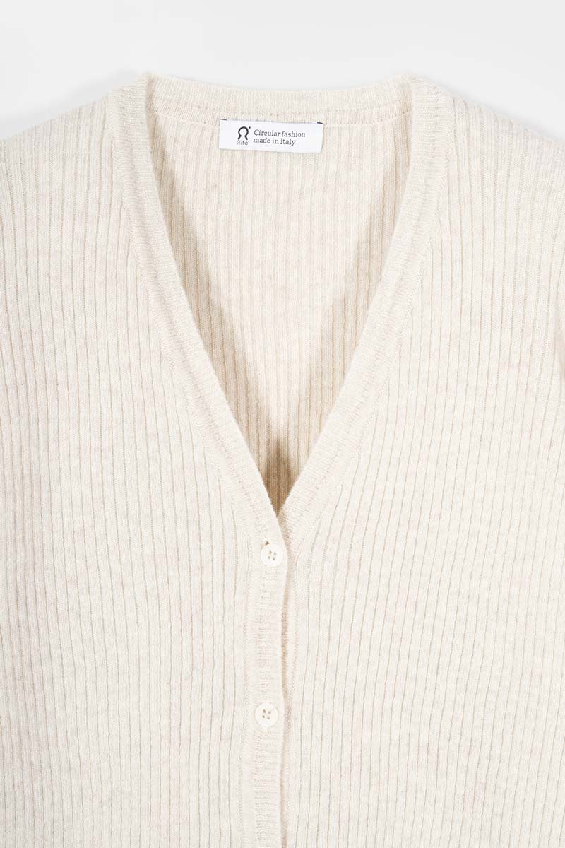 Cardigan con Bottoni Donna Lana Extrafine Sonia  - Rifò Lab Moda circolare made in Italy
Beige Papiro