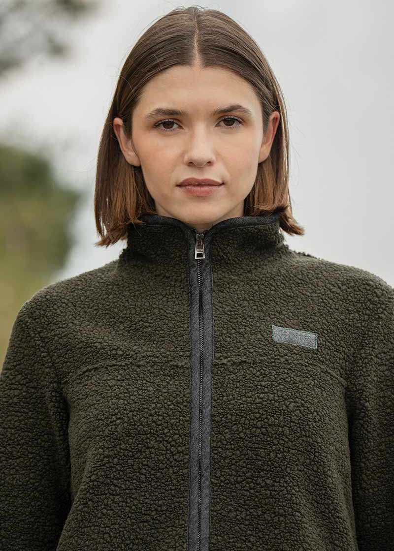 Giacca Pile Donna Teddy Lana Margaret  100% Lana Rigenerata - Rifò Lab Moda circolare made in Italy 
Verde Foresta
