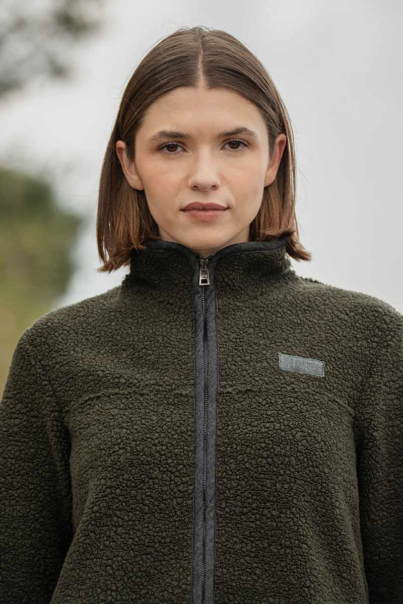 Giacca Pile Donna Teddy Lana Margaret  100% Lana Rigenerata - Rifò Lab Moda circolare made in Italy 
Verde Foresta