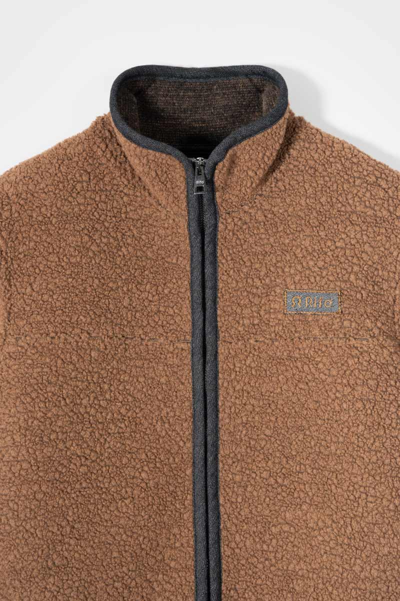 Giacca Pile Uomo Lana Rigenerata Uomo Richard - Rifò Lab Moda circolare made in Italy 
Blu Notte