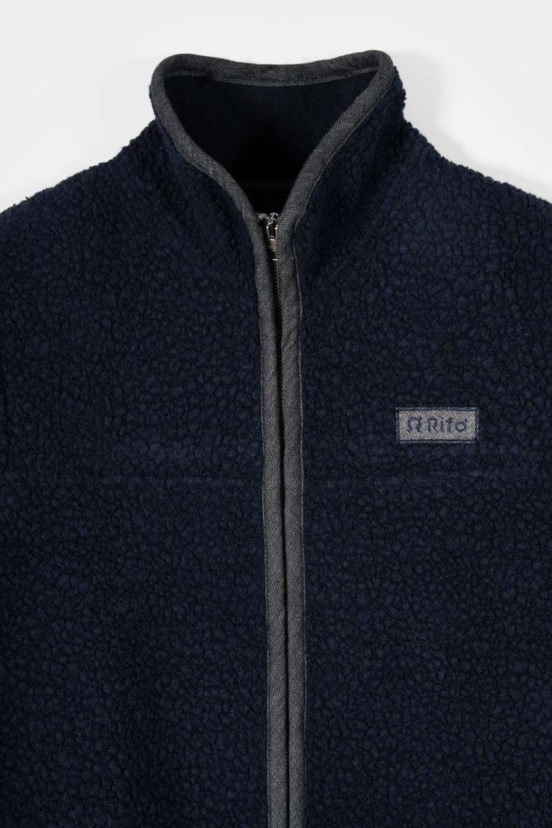 Giacca Pile Uomo Lana Rigenerata Uomo Richard - Rifò Lab Moda circolare made in Italy 
Blu Notte