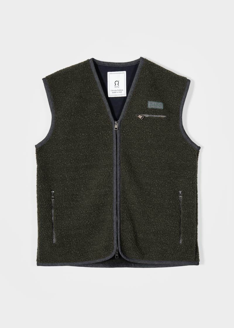 Gilet Pile Donna Uomo Lana Riciclata Andrew - Rifò Lab Moda circolare made in Italy
Verde Foresta