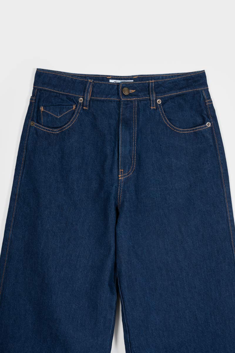 Pantaloni Jeans Wide Leg Donna Cotone Rigenerato Romina Blu – Rifò
