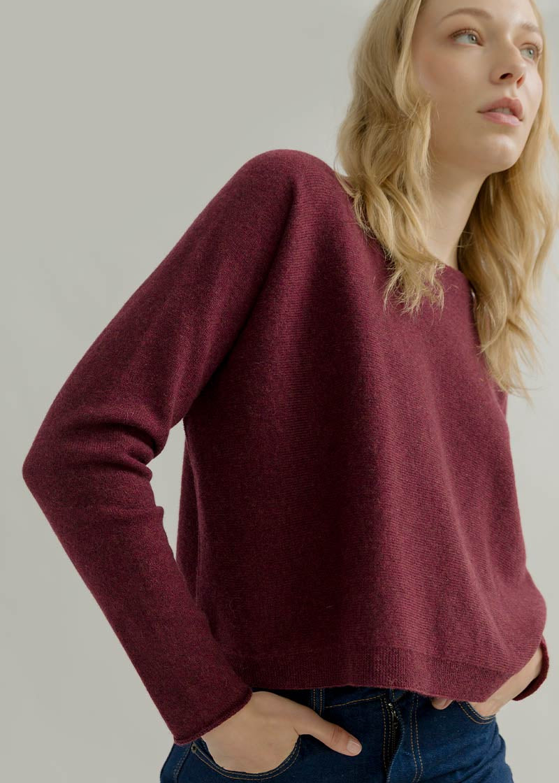 Maglia Scollo a Barca Donna Cashmere Silvia Rosso - Rifò