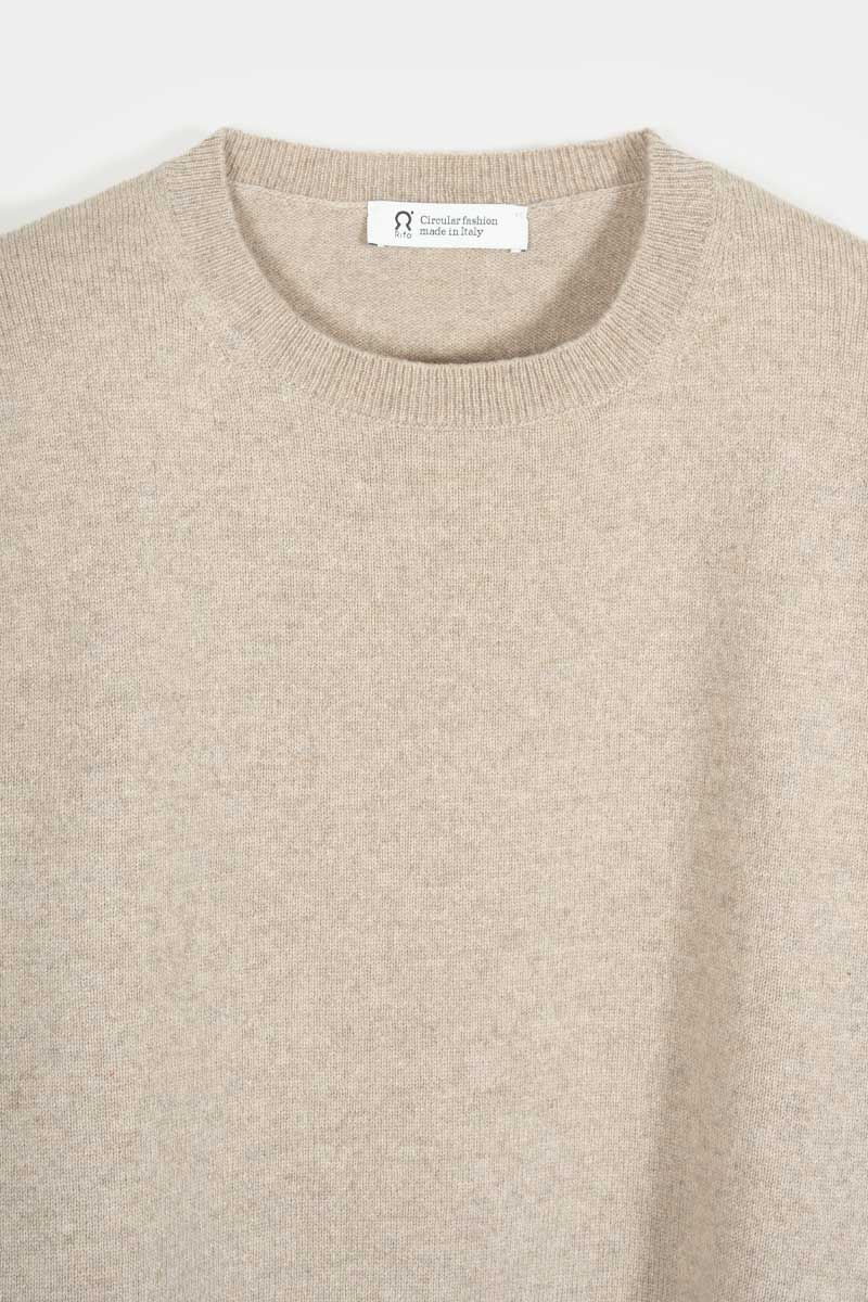 Maglia Girocollo Cashmere Rigenerato Uomo Beige - Rifò
