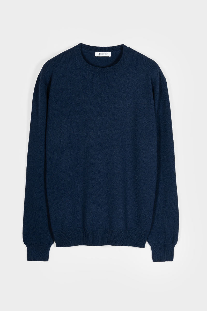 Maglia Girocollo Cashmere Rigenerato Uomo Blu - Rifò