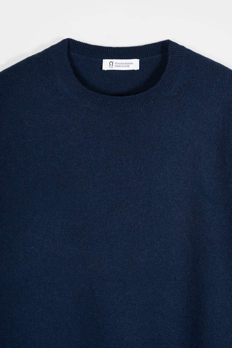 Maglia Girocollo Cashmere Rigenerato Uomo Blu - Rifò