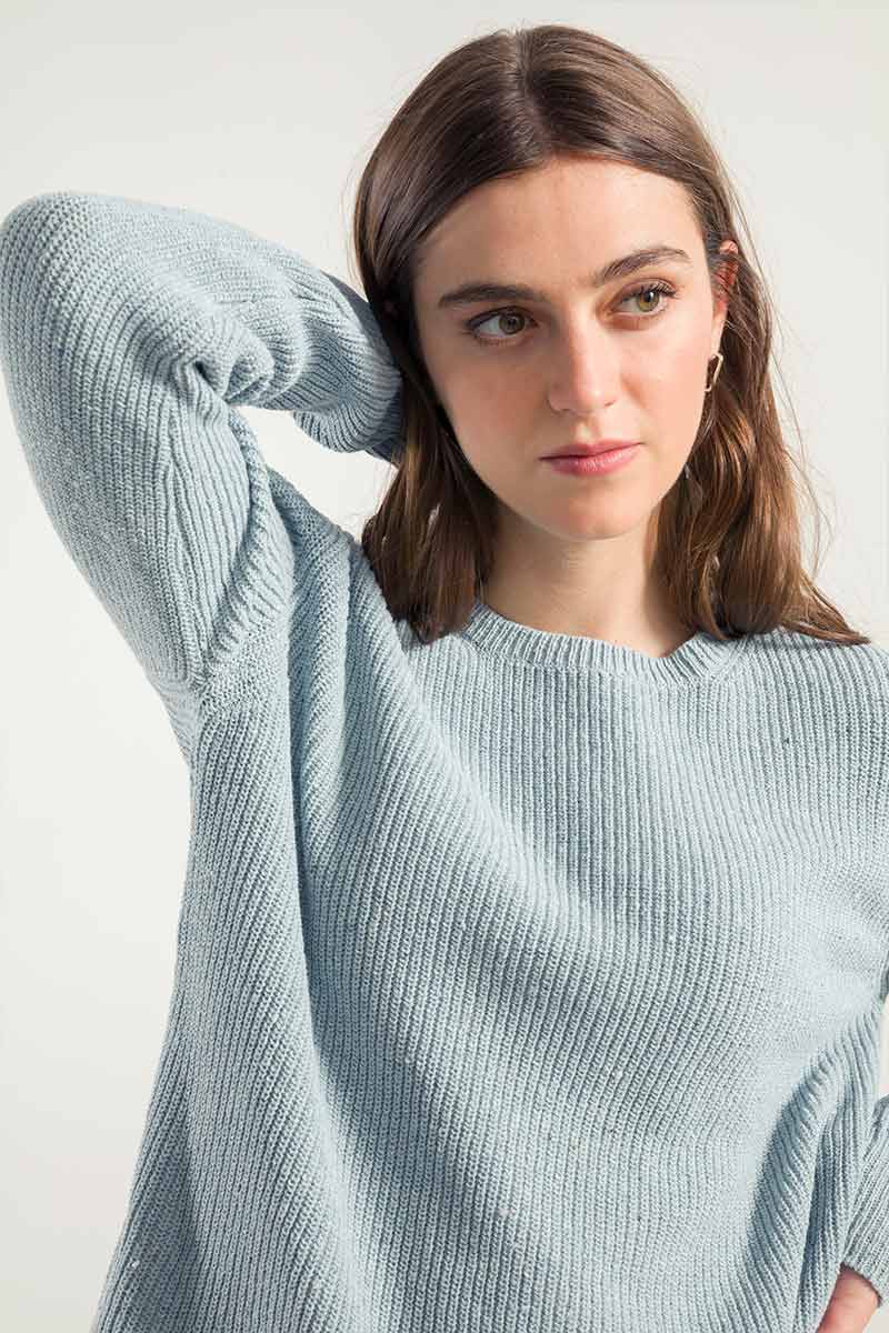Azzurro Mediterraneo | Maglia Donna Cotone Jeans Rigenerato Rachele