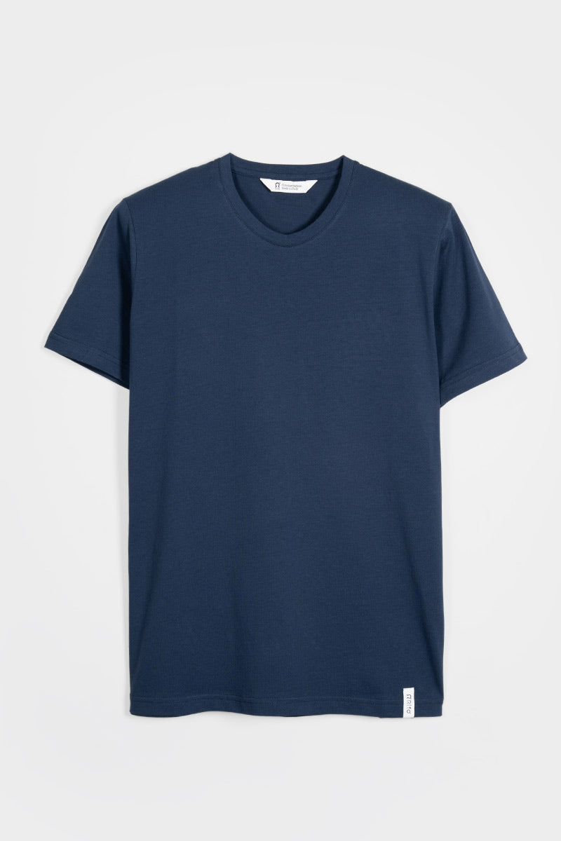 t shirt uomo cotone organico e cotone rigenerato blu - Elio