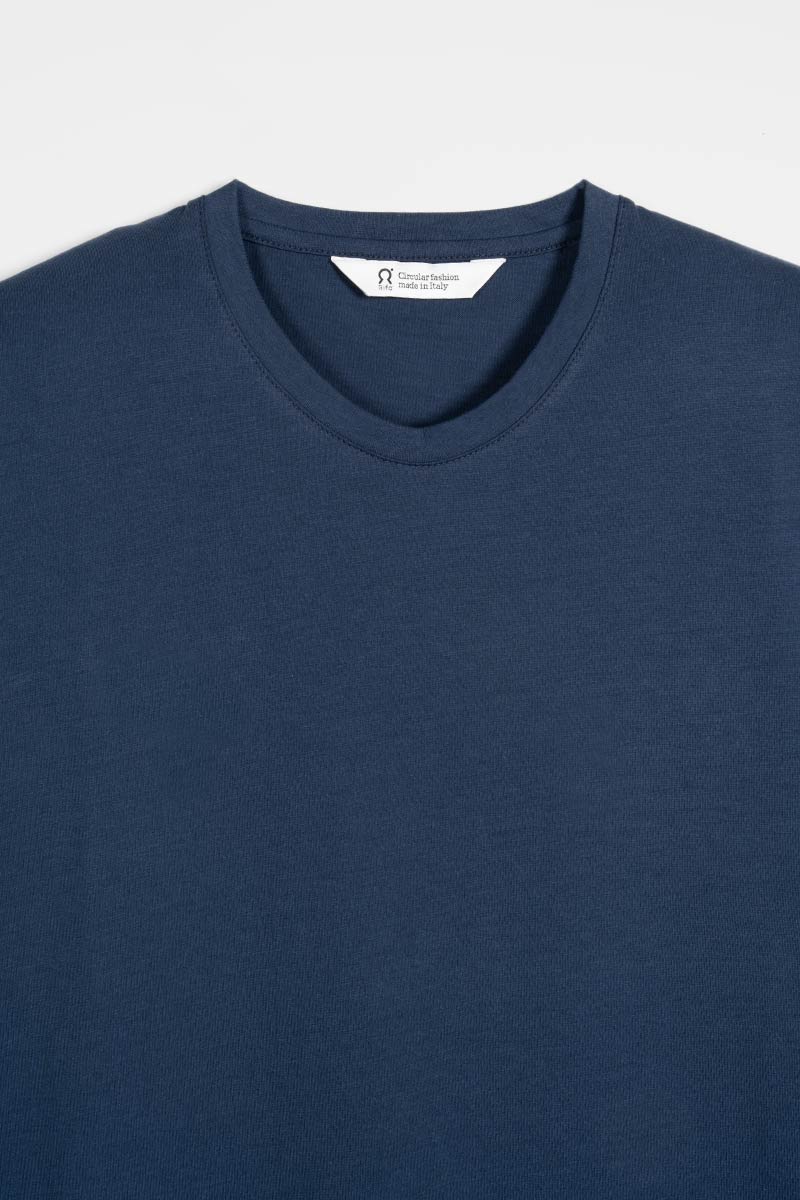 t shirt uomo cotone organico e cotone rigenerato blu - Elio