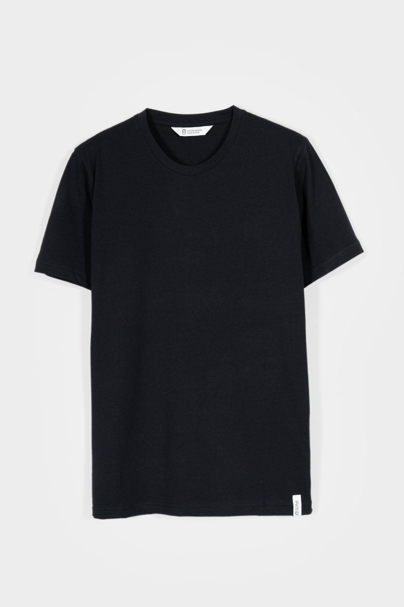 t shirt uomo cotone organico e cotone rigenerato Elio - Nero Corvino