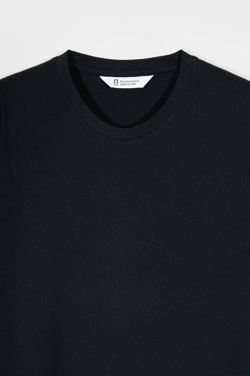 t shirt uomo cotone organico e cotone rigenerato Elio - Nero Corvino