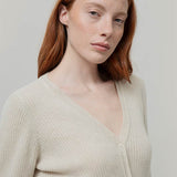 Cardigan con Bottoni Donna Lana Extrafine Sonia  - Rifò Lab Moda circolare made in Italy
Beige Papiro