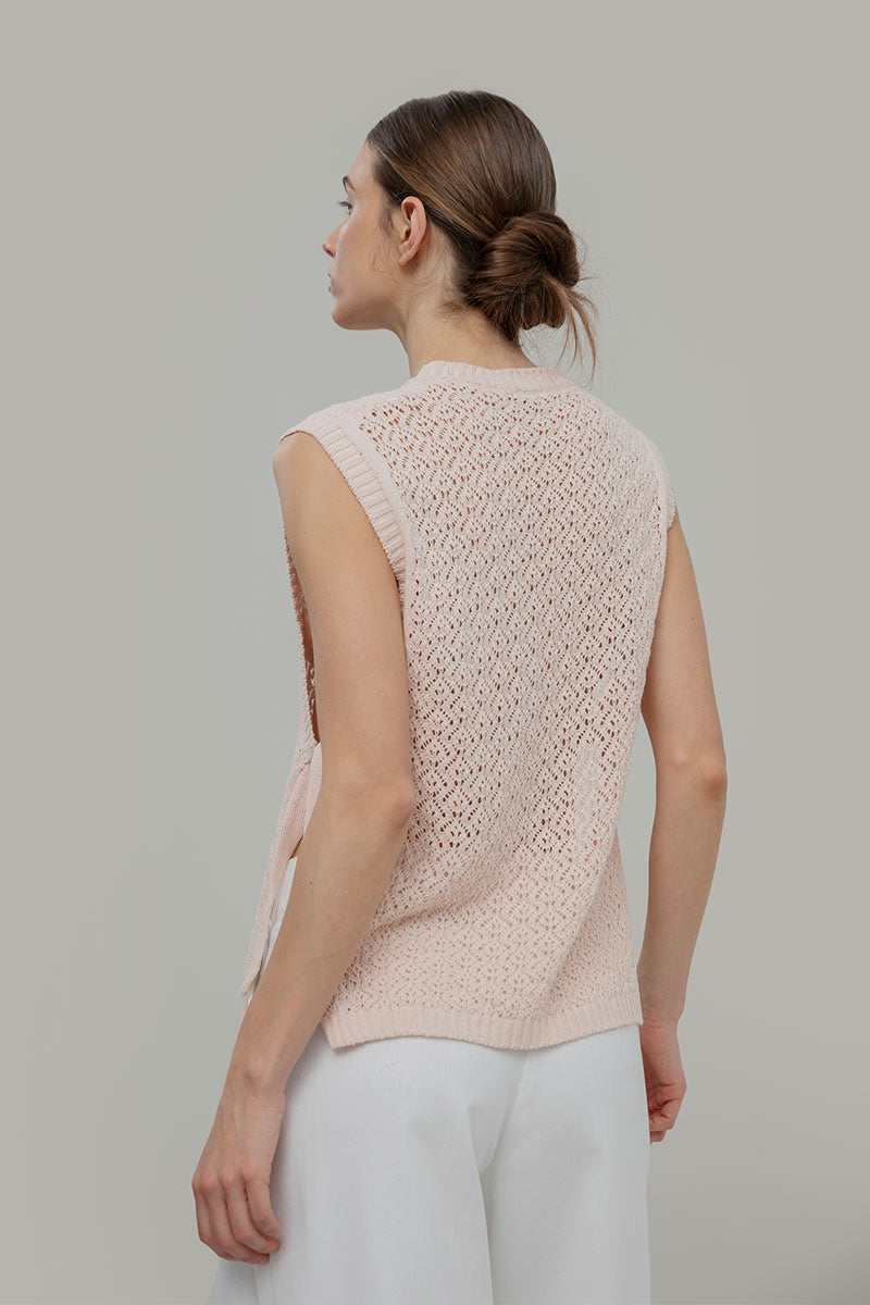 Smanicato Donna Gilet Crochet Cotone Amanda  - Rifò Lab Moda circolare made in Italy