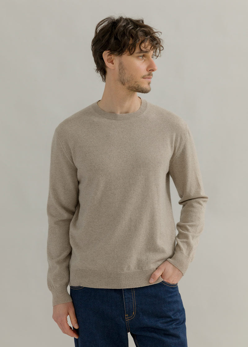 Maglia Girocollo Cashmere Rigenerato Uomo Beige - Rifò