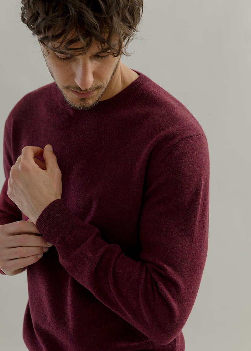 Maglia Girocollo Cashmere Rigenerato Uomo Rosso - Rifò