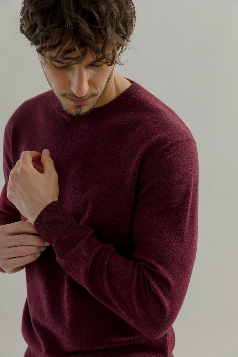 Maglia Girocollo Cashmere Rigenerato Uomo Rosso - Rifò