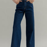 Pantaloni Jeans Wide Leg Donna Cotone Rigenerato Romina Blu – Rifò
