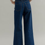 Pantaloni Jeans Wide Leg Donna Cotone Rigenerato Romina Blu – Rifò