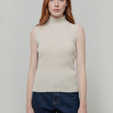 Gilet Donna Collo Alto Lana Riciclata Mariella  - Rifò Lab Moda circolare made in Italy
Beige Papiro